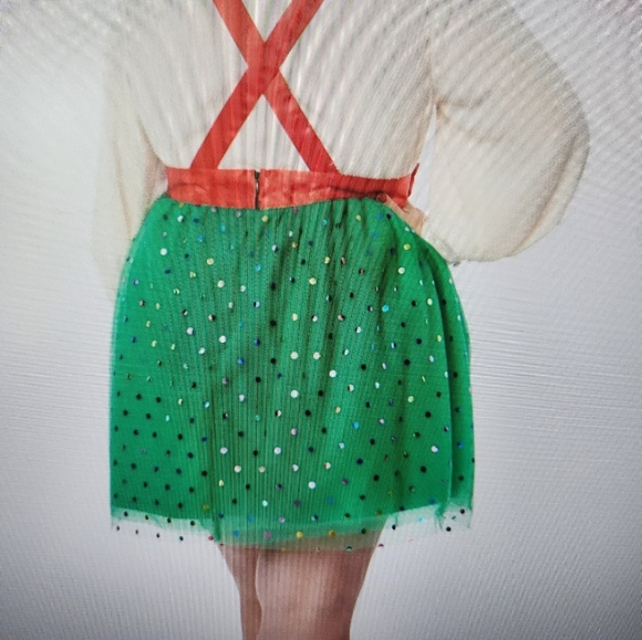 Unique Vintage, size L10-12, green & red skirt - Picture 3 of 5